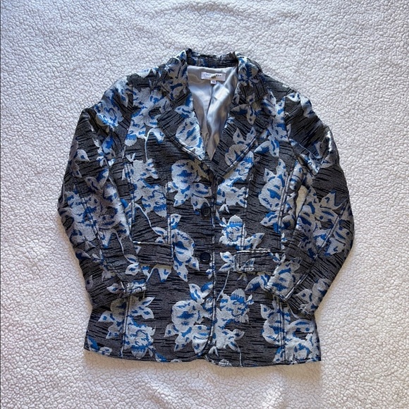 Derek Lam Floral Blue and Gray Blazer - Picture 5 of 16